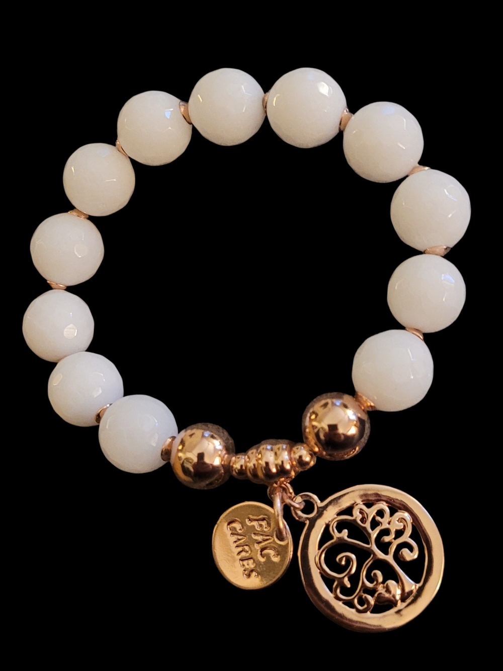 🥳4/$75!🥳 White Quartz And Rose Gold Beaded Bracelet